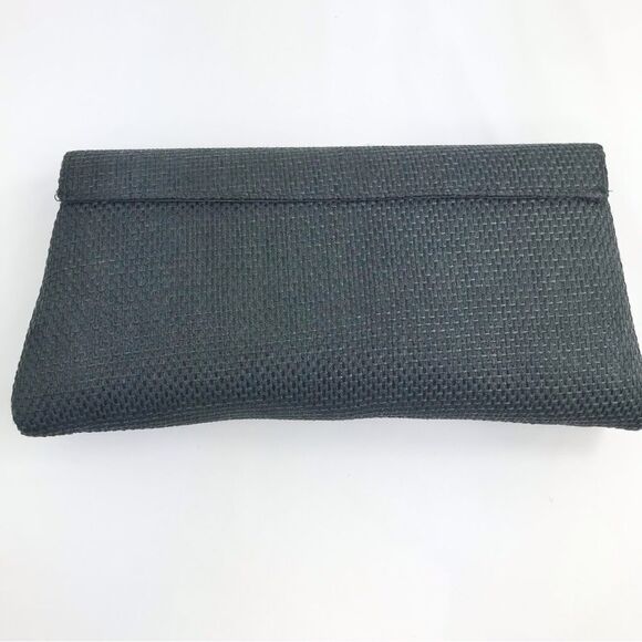 Boutique Black Burlap and Bead Medallion Summer Envelope Clutch Bag - Picture 10 of 13